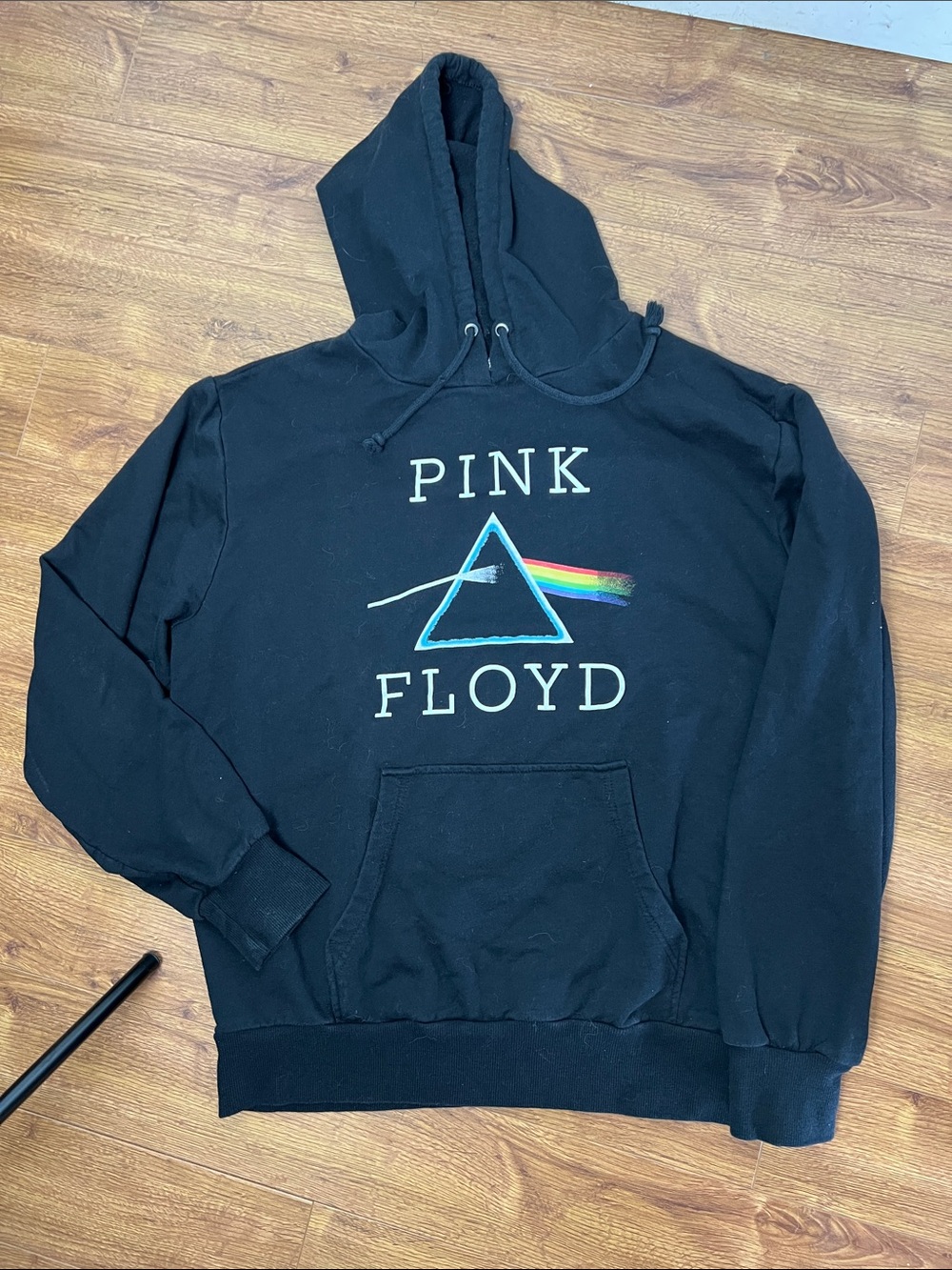 Pink Floyd Black Hoodie with Dark Side of the Moon Prism Rainbow Graphic